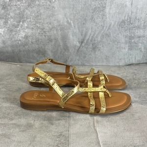 Sarto By Franco Sarto Women's Gold Gemelli Round-Toe Strappy Flat Sandals SZ 6.5